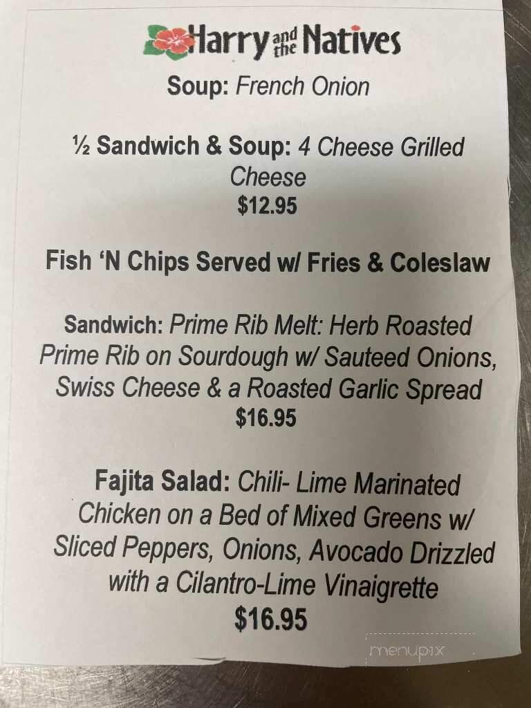 Harry & The Natives - Hobe Sound, FL menu_pic