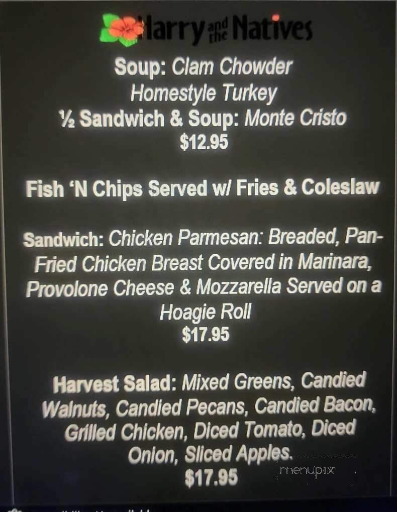 Harry & The Natives - Hobe Sound, FL menu_pic