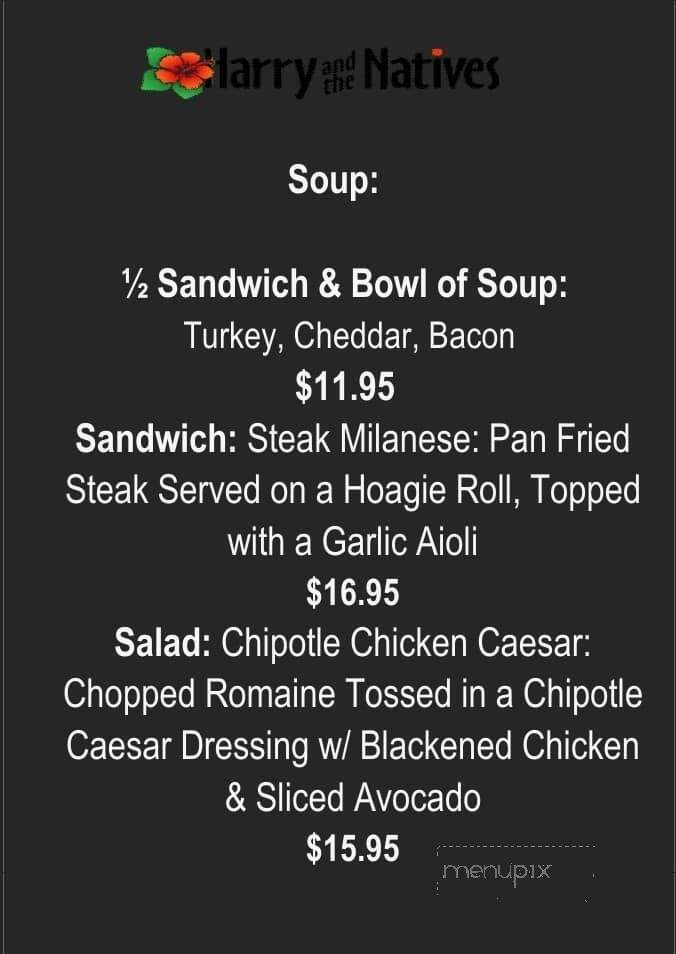 Harry & The Natives - Hobe Sound, FL menu_pic