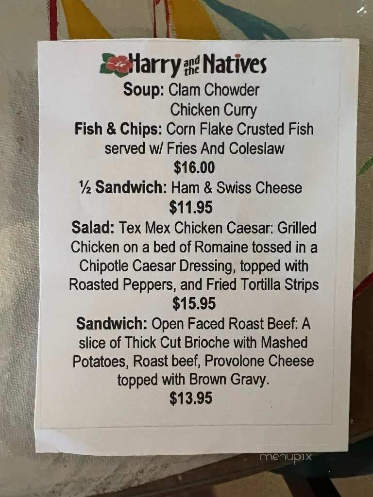 Harry & The Natives - Hobe Sound, FL menu_pic