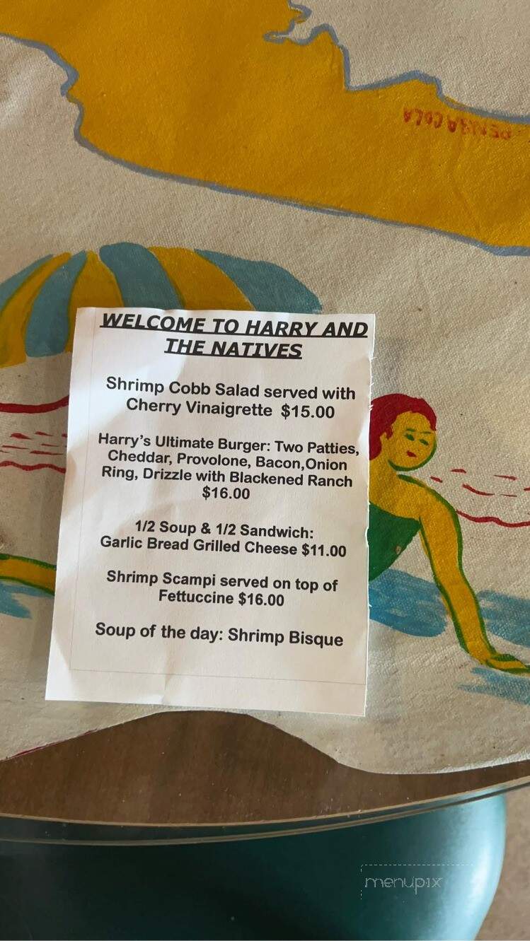 Harry & The Natives - Hobe Sound, FL menu_pic