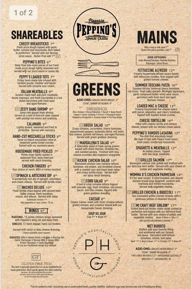 Peppino's Pizza - Jenison, MI menu_pic