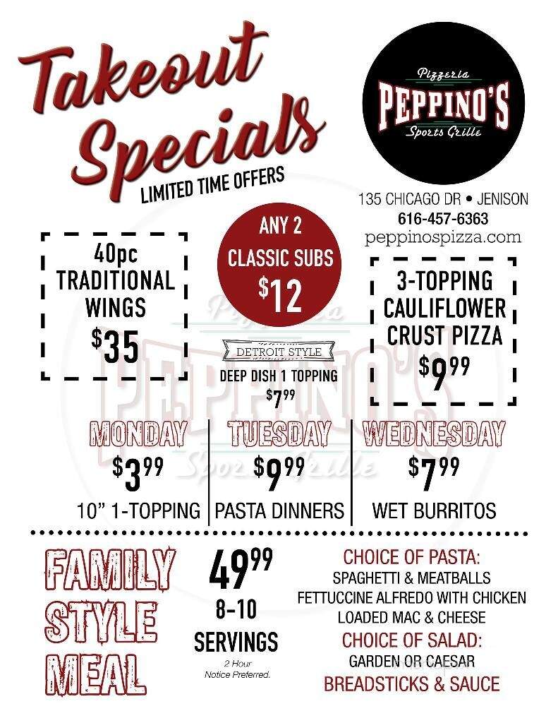 Peppino's Pizza - Jenison, MI menu_pic