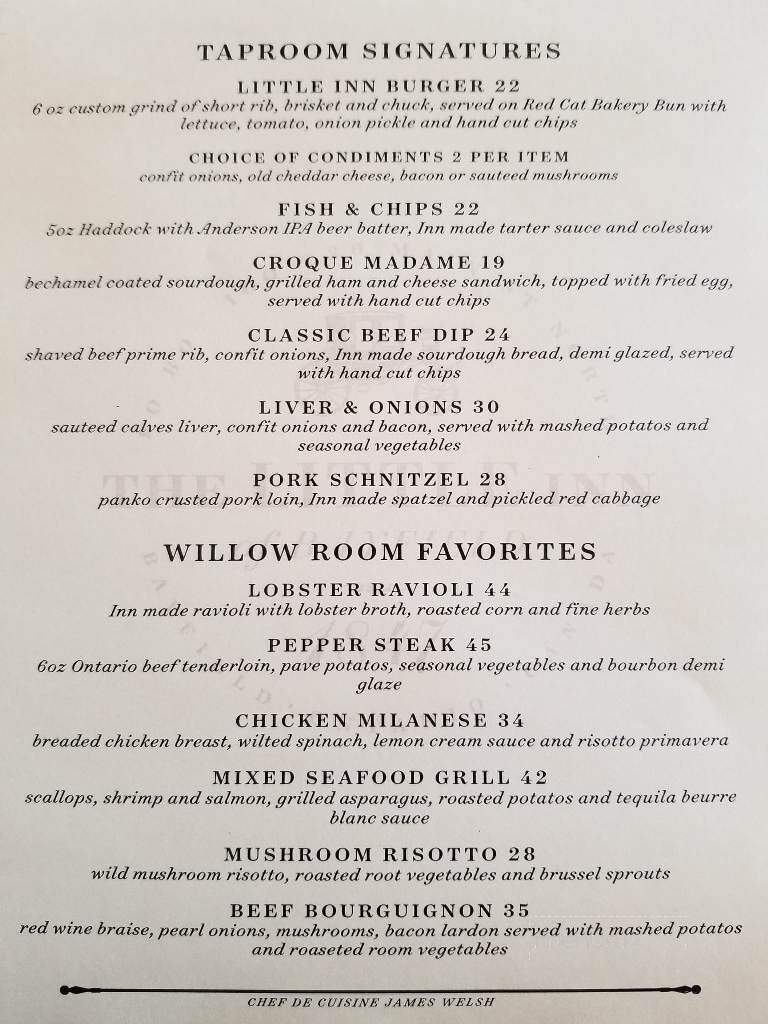 The Little Inn of Bayfield - Bluewater, ON menu_pic