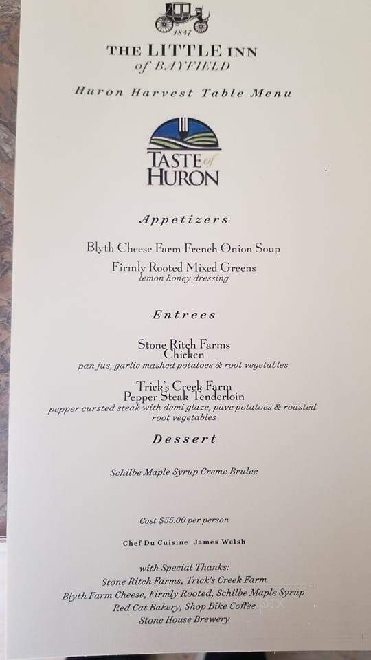 The Little Inn of Bayfield - Bluewater, ON menu_pic