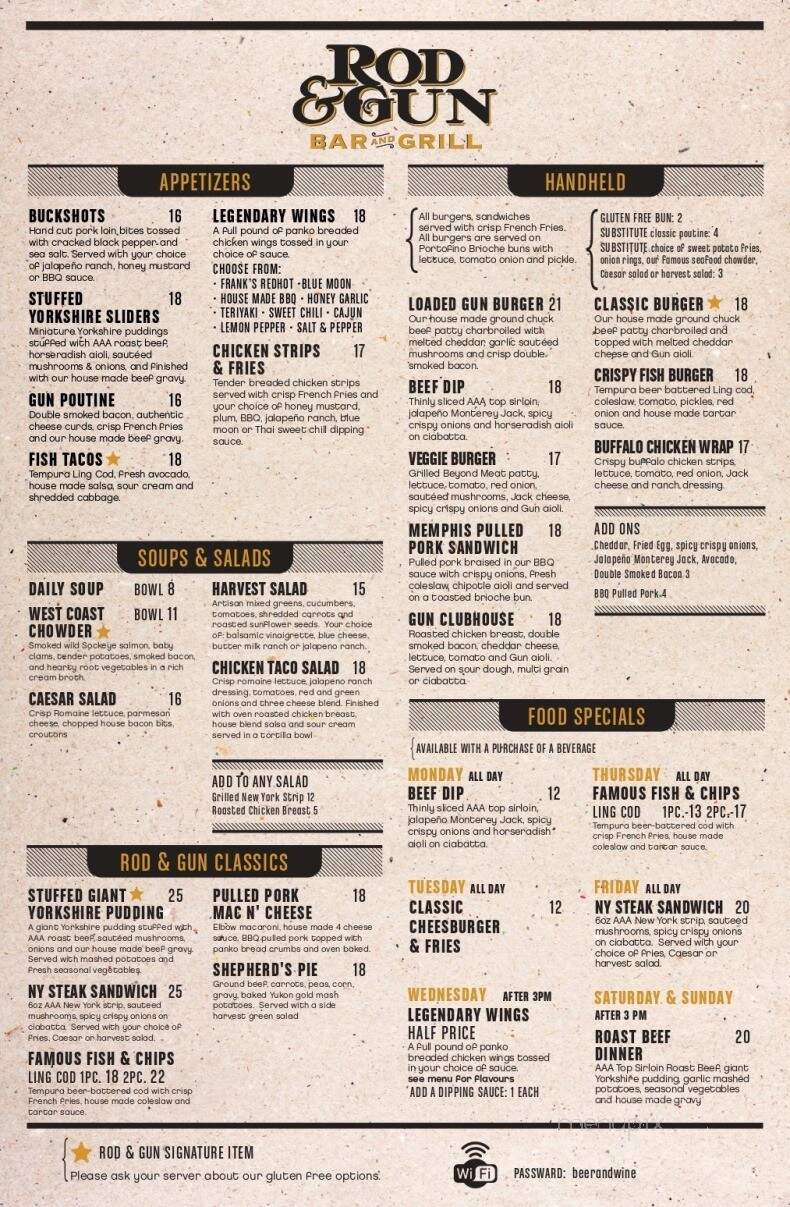 Rod & Gun Cafe - Parksville, BC menu_pic