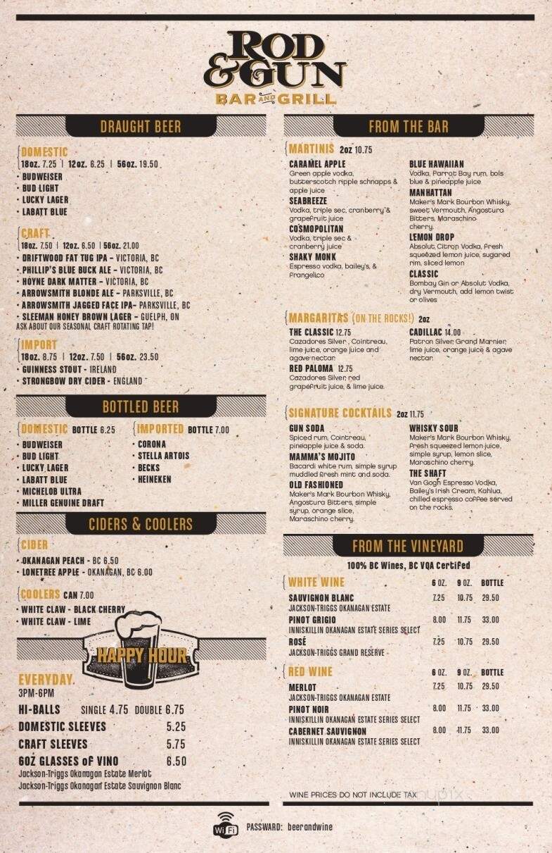 Rod & Gun Cafe - Parksville, BC menu_pic