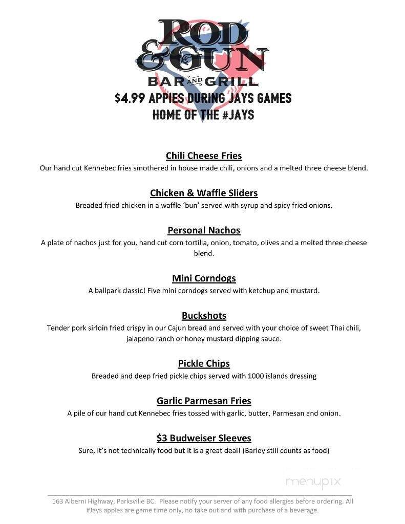 Rod & Gun Cafe - Parksville, BC menu_pic
