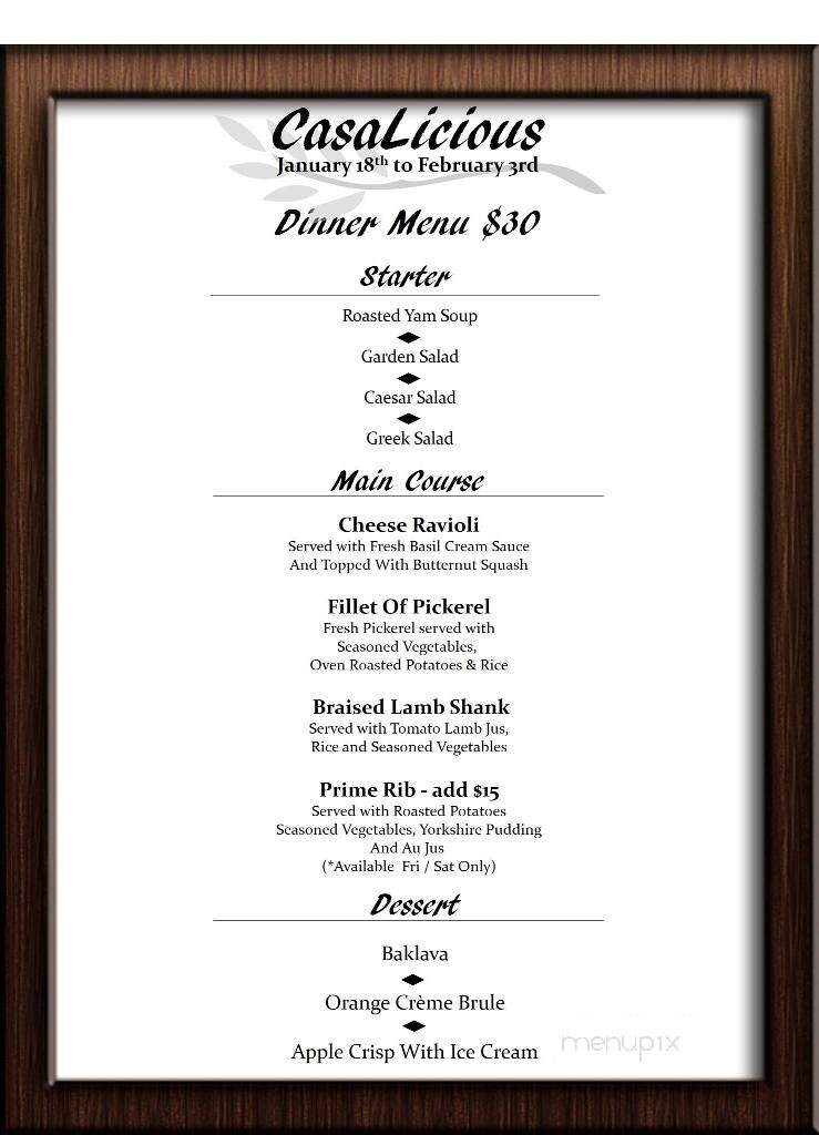 Casa Mia Restaurant - Barrie, ON menu_pic