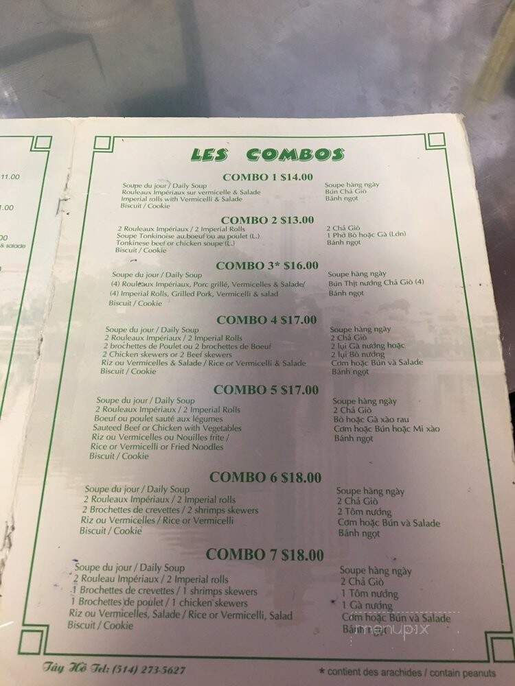 Restaurant Pho Tay Ho - Montreal, QC menu_pic