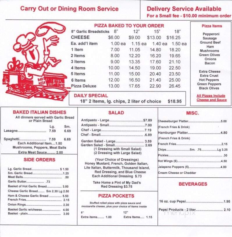 My Dad's Pizzaria - Flatwoods, KY menu_pic