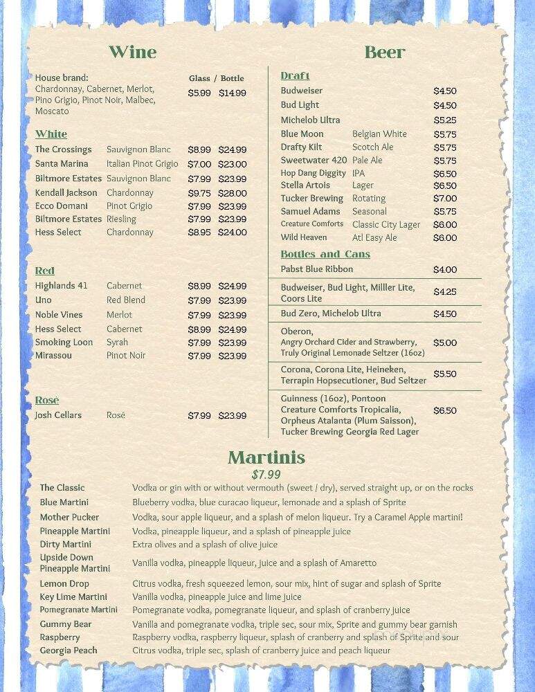 Blue Ribbon Grill - Tucker, GA menu_pic