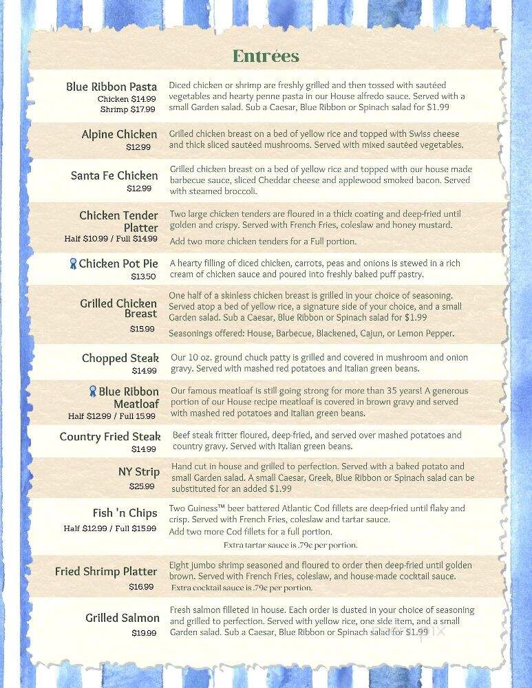 Blue Ribbon Grill - Tucker, GA menu_pic