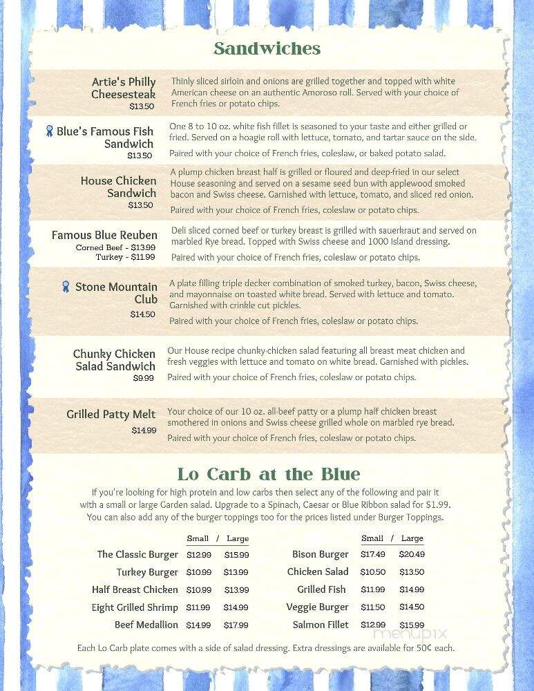 Blue Ribbon Grill - Tucker, GA menu_pic