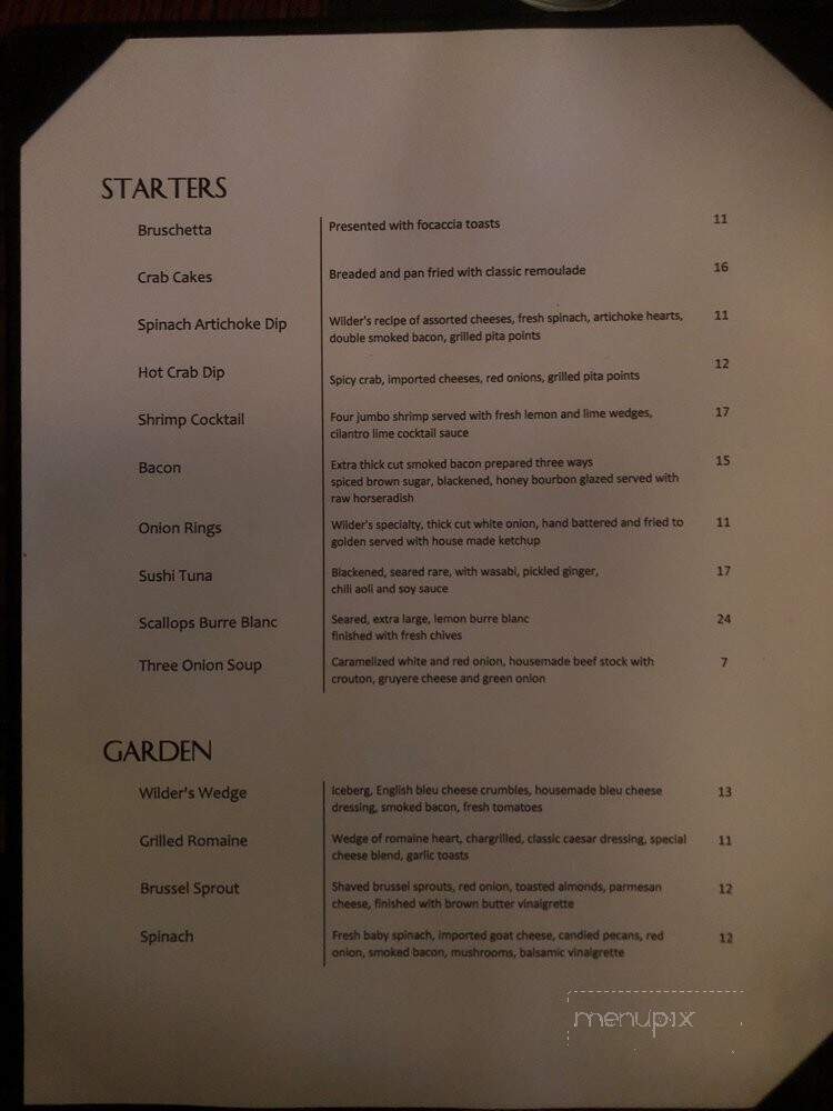 Wilders Steakhouse - Joplin, MO menu_pic