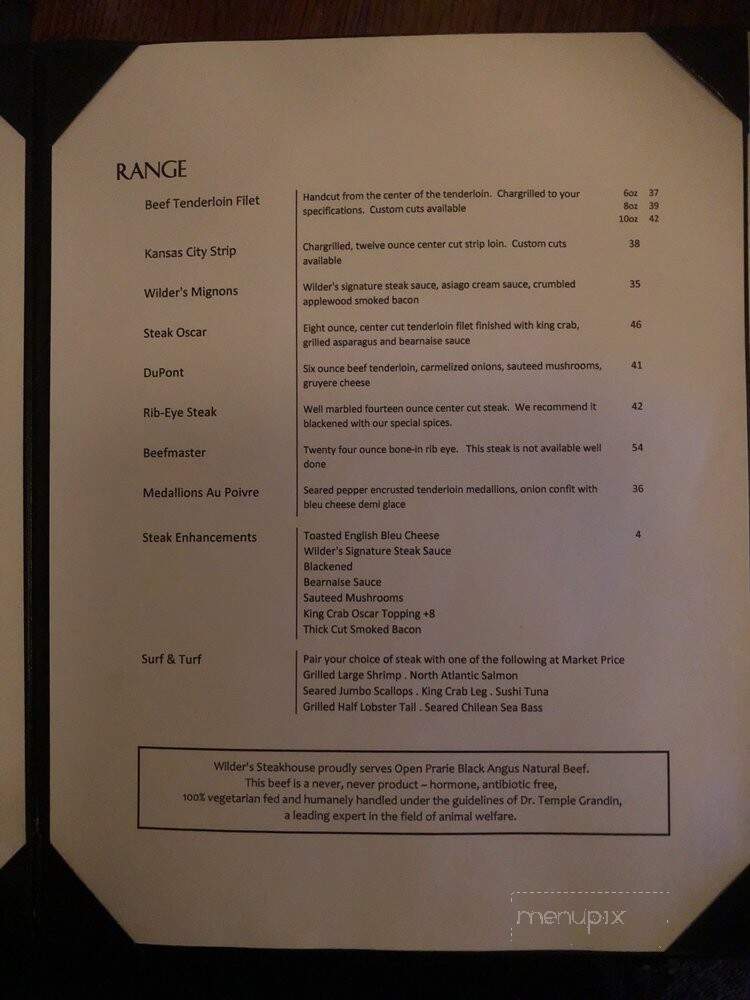 Wilders Steakhouse - Joplin, MO menu_pic