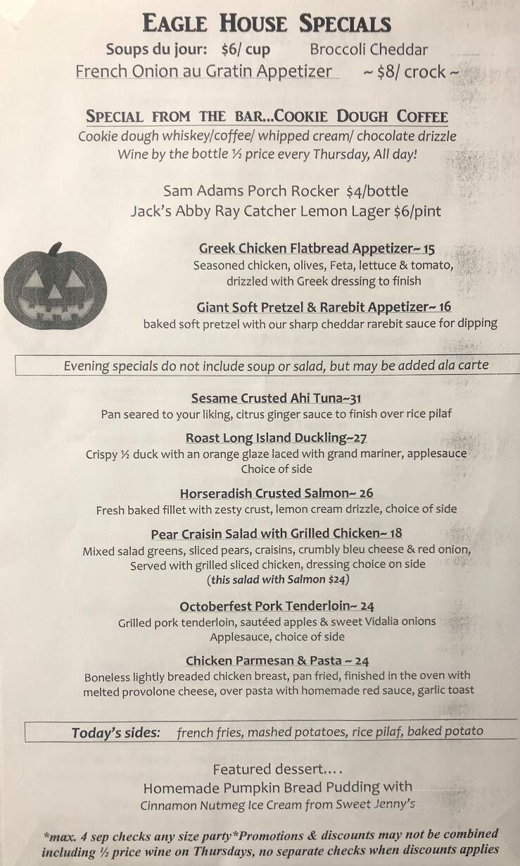 Eagle House Restaurant - Williamsville, NY menu_pic