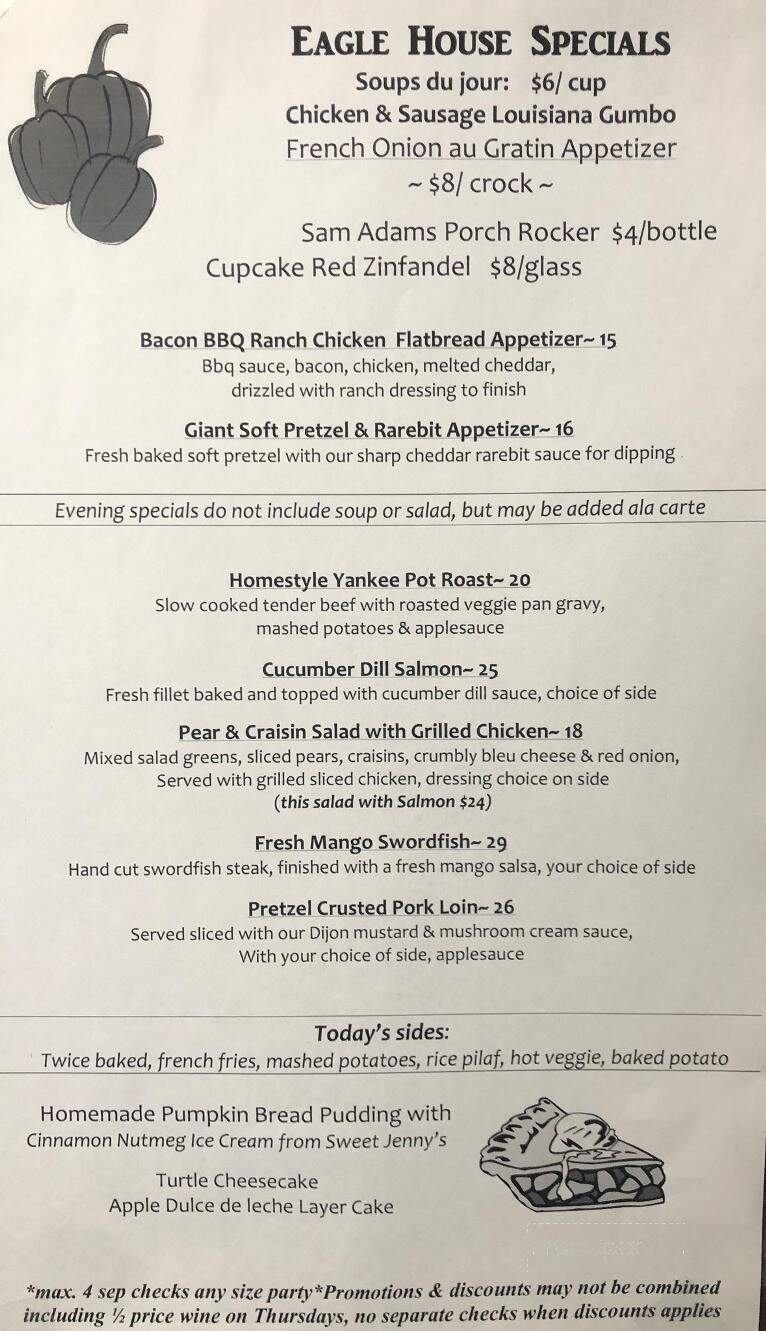 Eagle House Restaurant - Williamsville, NY menu_pic