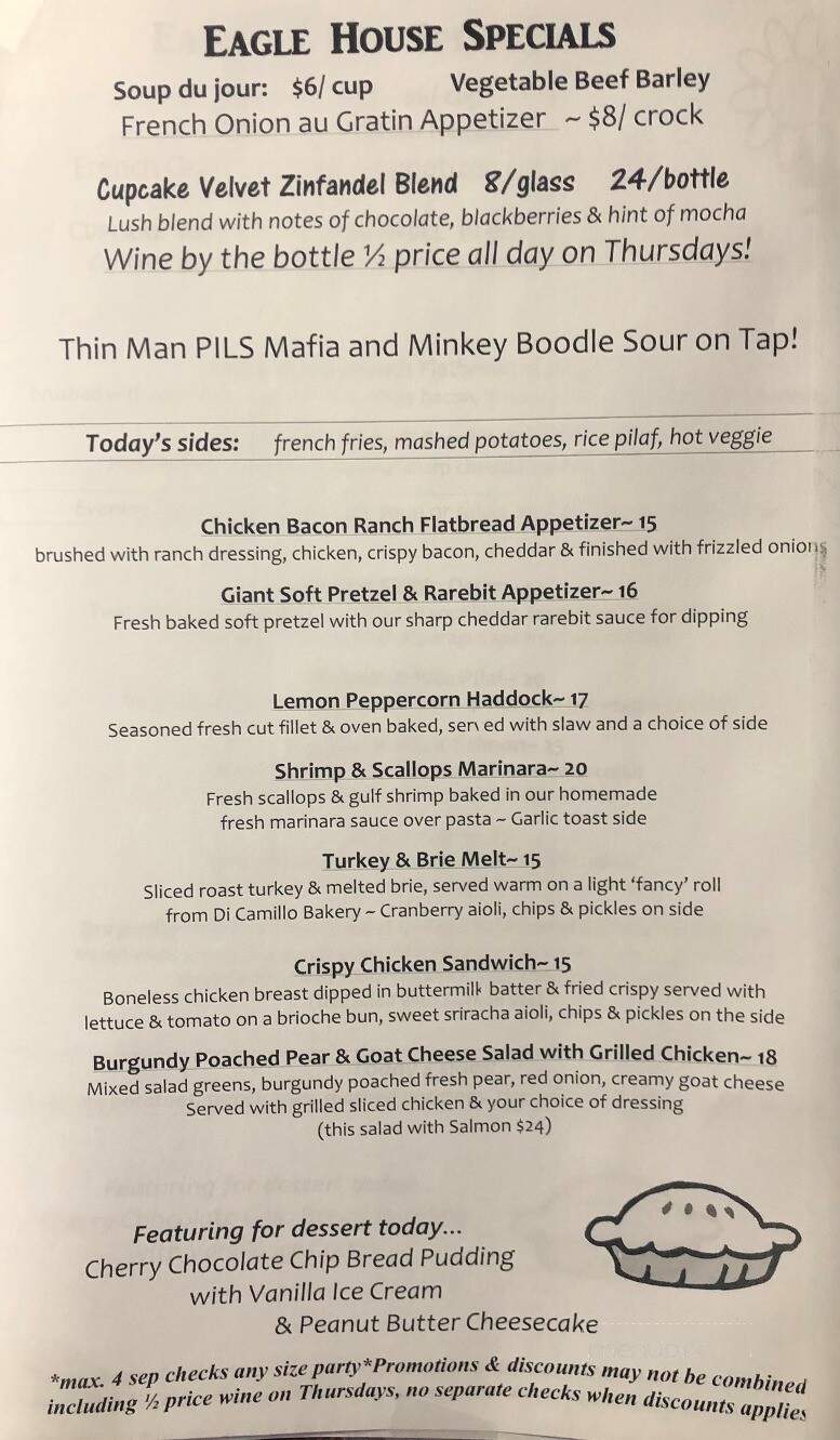 Eagle House Restaurant - Williamsville, NY menu_pic