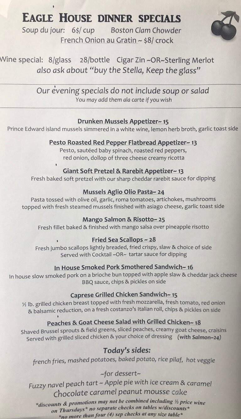 Eagle House Restaurant - Williamsville, NY menu_pic