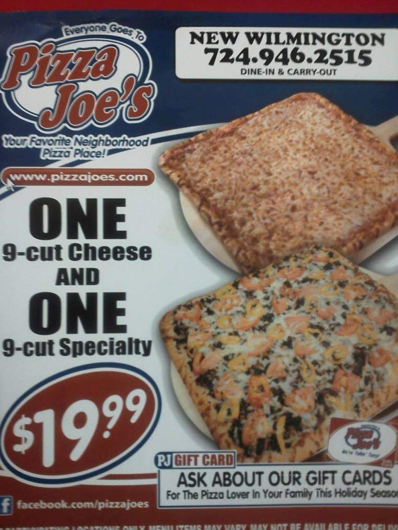 Pizza Joe's - New Wilmington, PA menu_pic