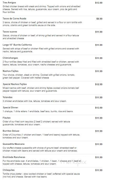 La Fogata - Anderson, SC menu_pic