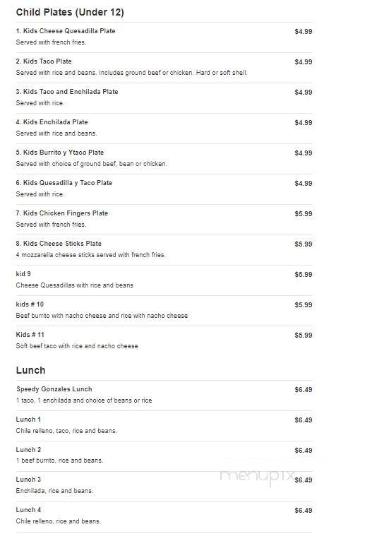 La Fogata - Anderson, SC menu_pic