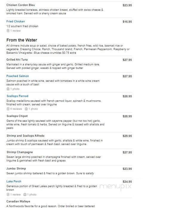 Chef Rene's At Timber Ridge - Minocqua, WI menu_pic