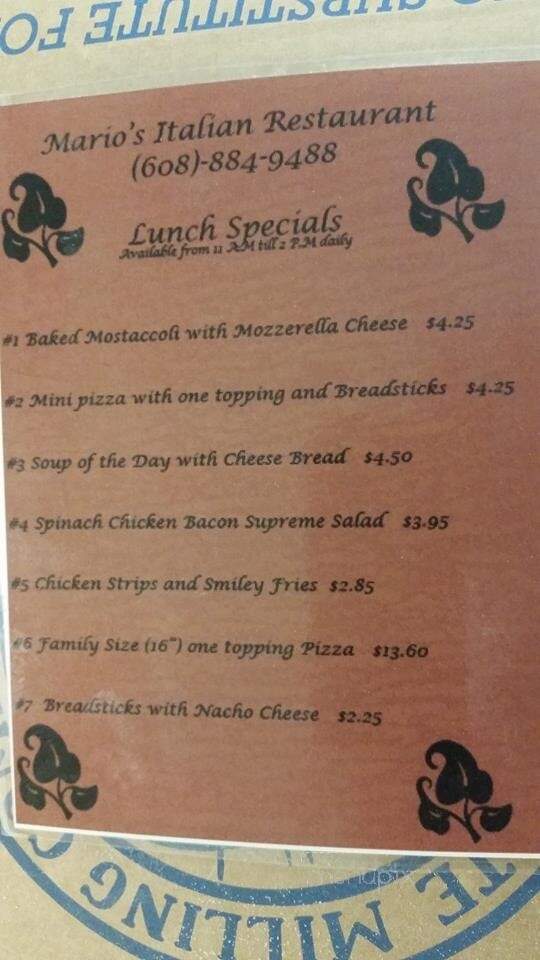 Mario's Pizza - Edgerton, WI menu_pic
