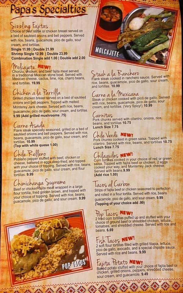 Papa Poblanos - Mena, AR menu_pic