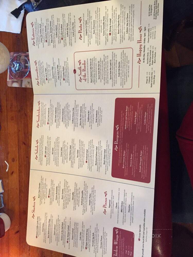 Rose's Landing Restaurant - Morro Bay, CA menu_pic