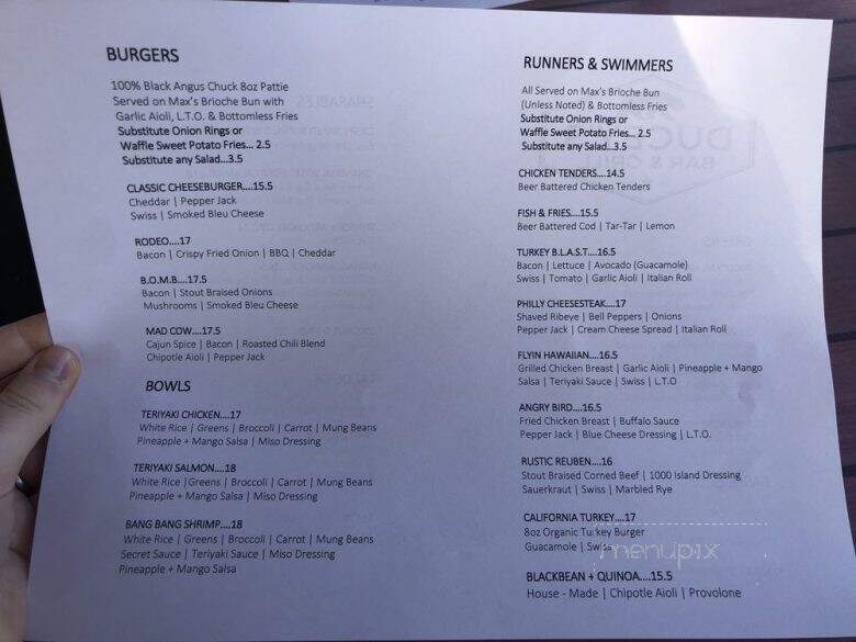 Ducey's On The Lake - Bass Lake, CA menu_pic