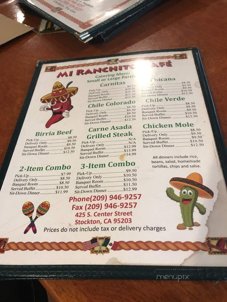 Mi Ranchito Cafe - Stockton, CA menu_pic
