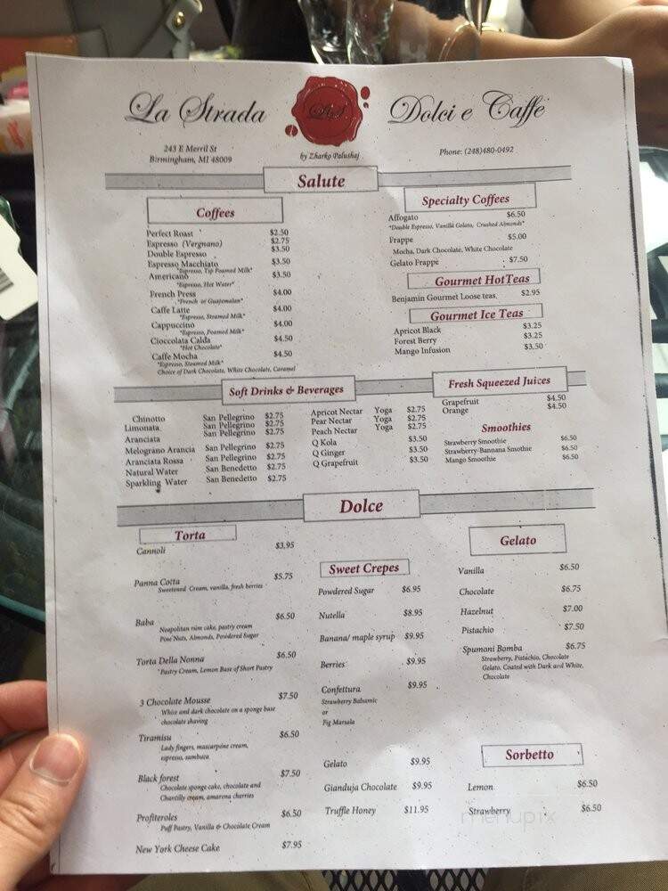 La Strada Italian Kitchen & Bar - Birmingham, MI menu_pic
