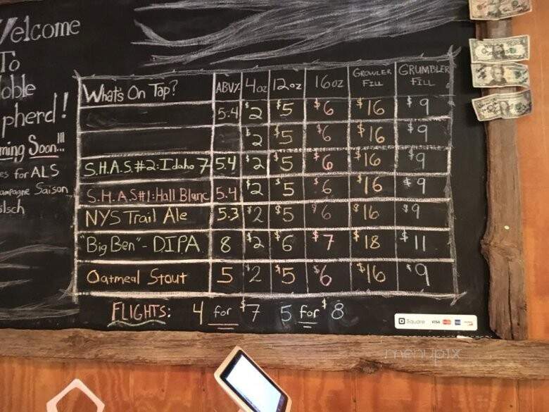 Noble Shepherd Craft Brewery - Bloomfield, NY menu_pic
