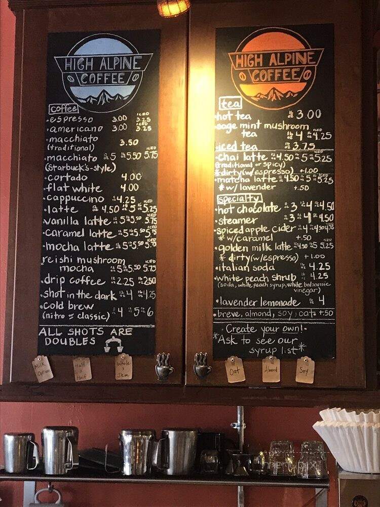 High Alpine Coffee - Telluride, CO menu_pic