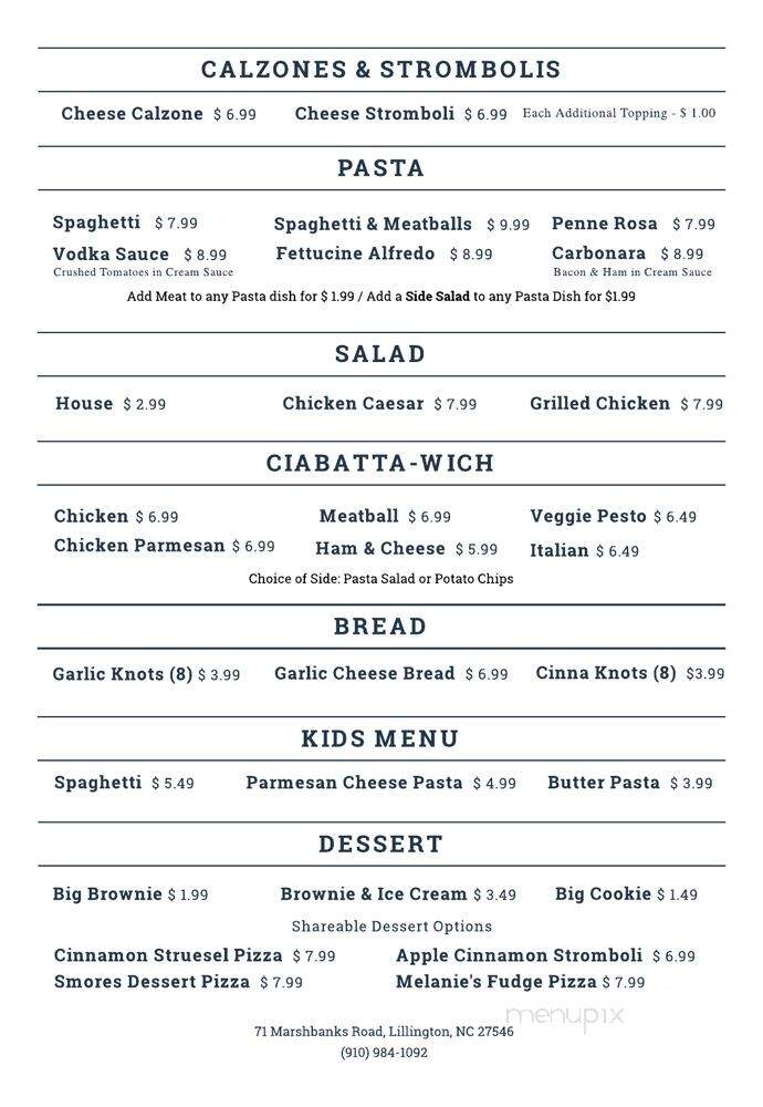Dogleg Pizza Company - Lillington, NC menu_pic
