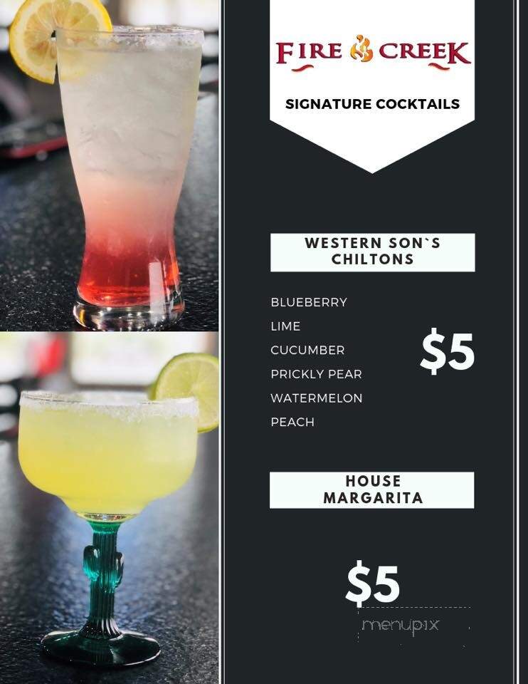 Fire Creek Bar & Grill - Pampa, TX menu_pic
