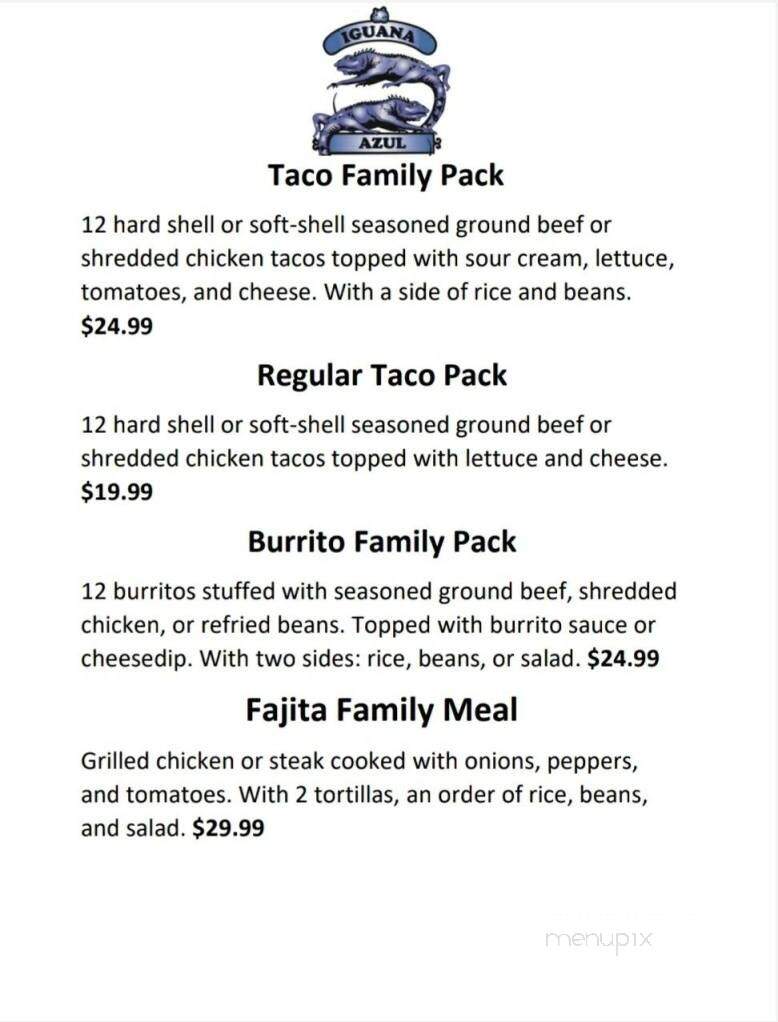Iguana Azul - Waynesboro, VA menu_pic