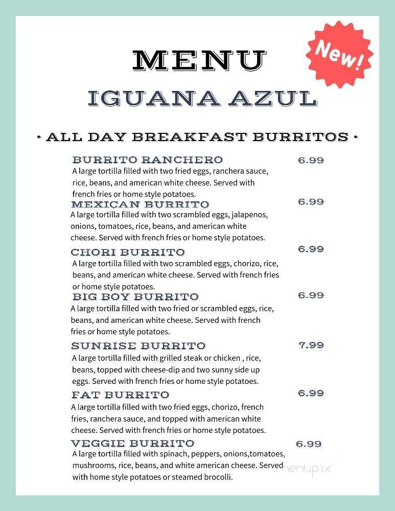 Iguana Azul - Waynesboro, VA menu_pic