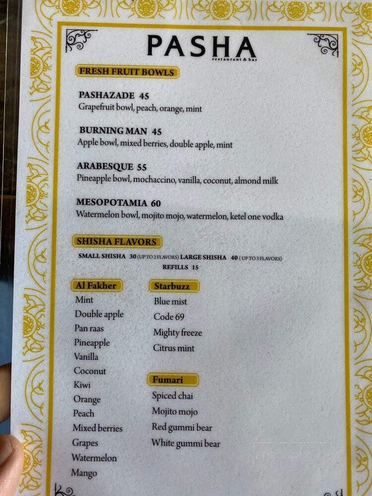 Pasha Restaurant and Bar - Atlanta, GA menu_pic