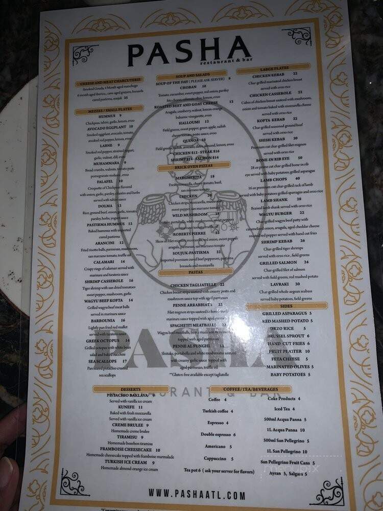 Pasha Restaurant and Bar - Atlanta, GA menu_pic