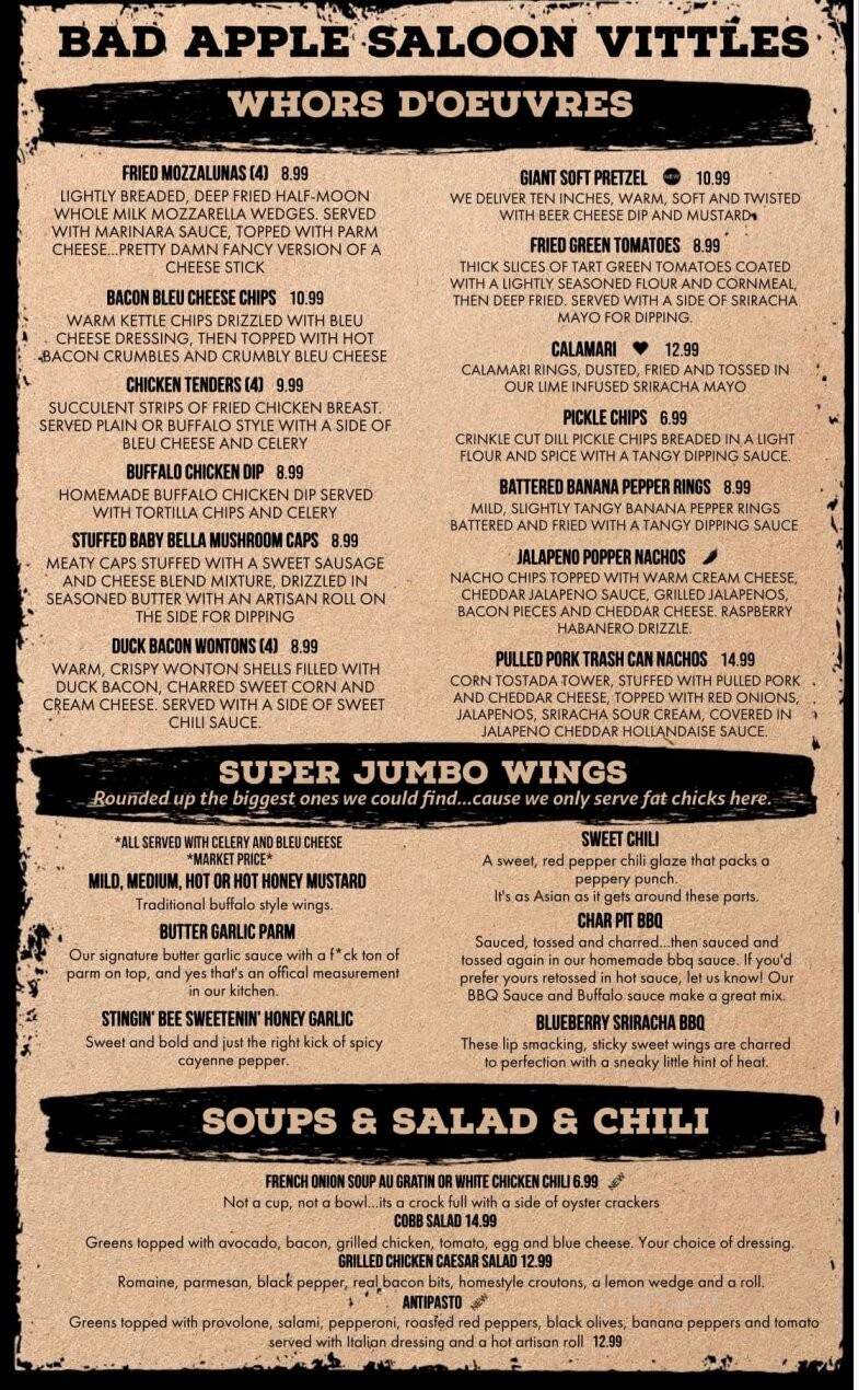 Bad Apple Saloon - Watertown, NY menu_pic
