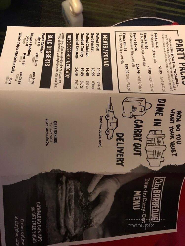 City Barbecue - Greensboro, NC menu_pic