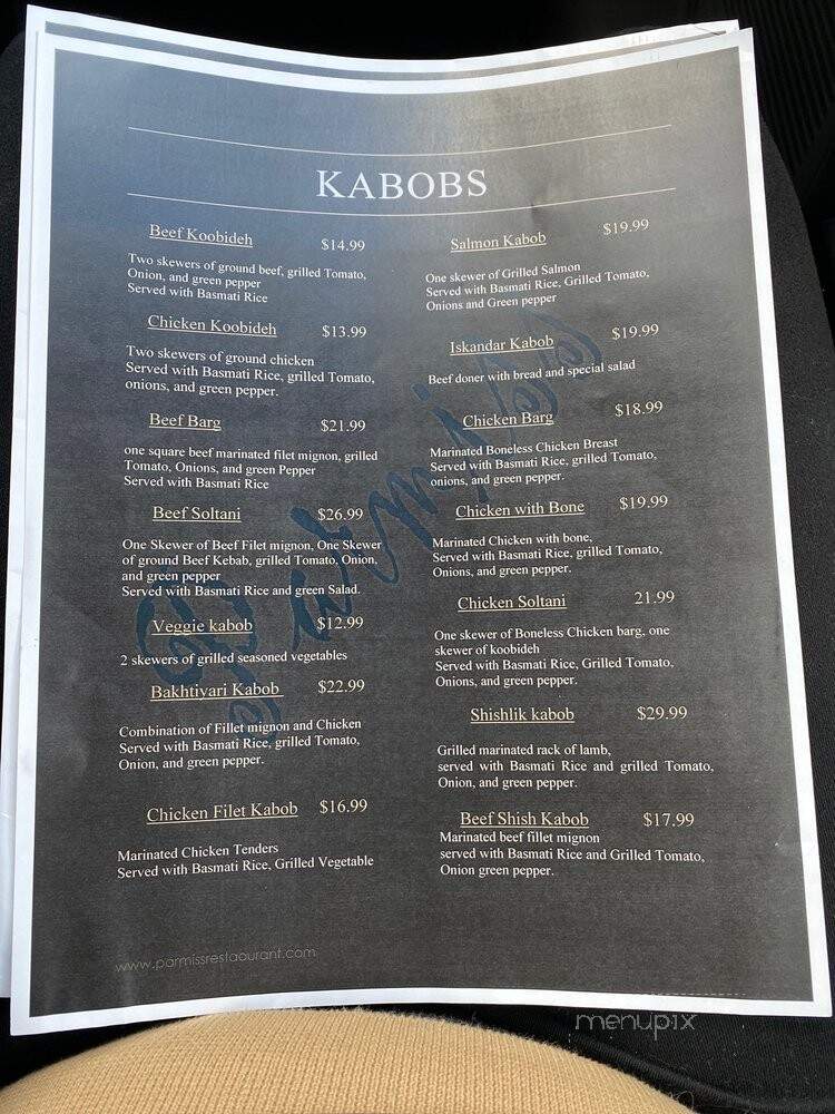 Parmiss Restaurant - San Juan Capistrano, CA menu_pic