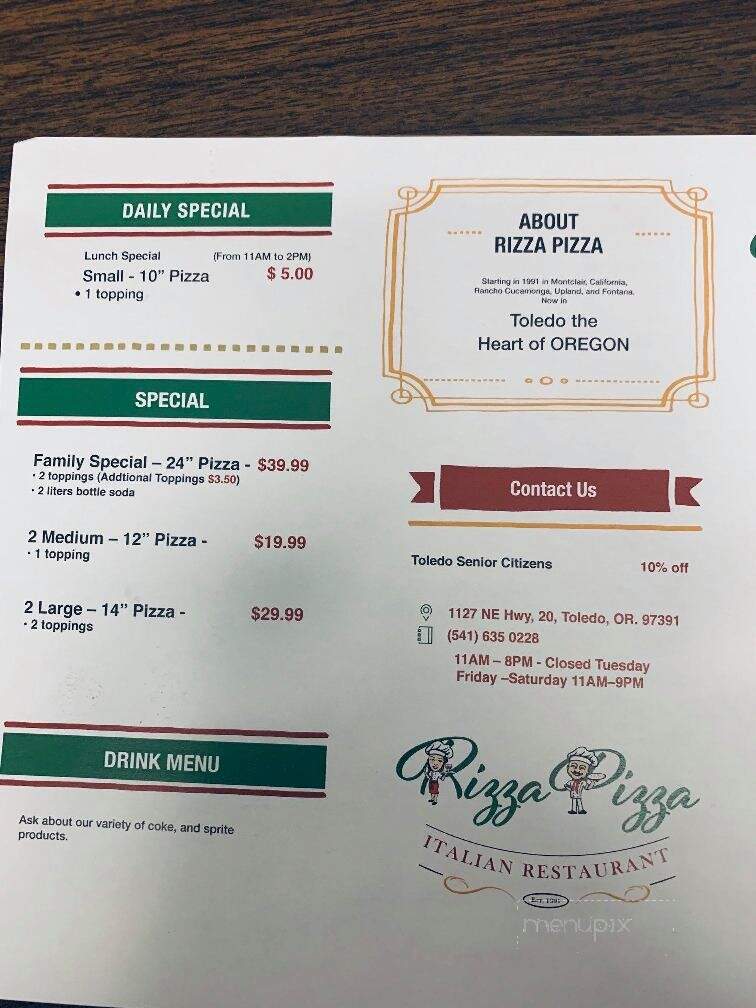 Rizza Pizza - Toledo, OR