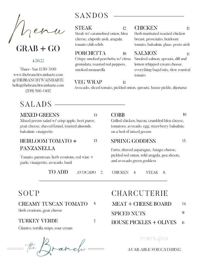 The Branch - Twain Harte, CA menu_pic