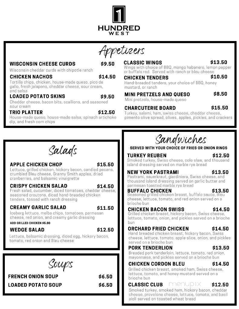 1 Hundred West - Davenport, IA menu_pic