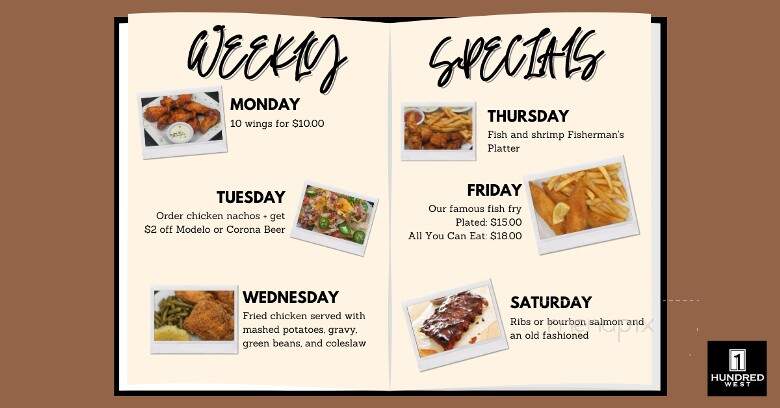 1 Hundred West - Davenport, IA menu_pic