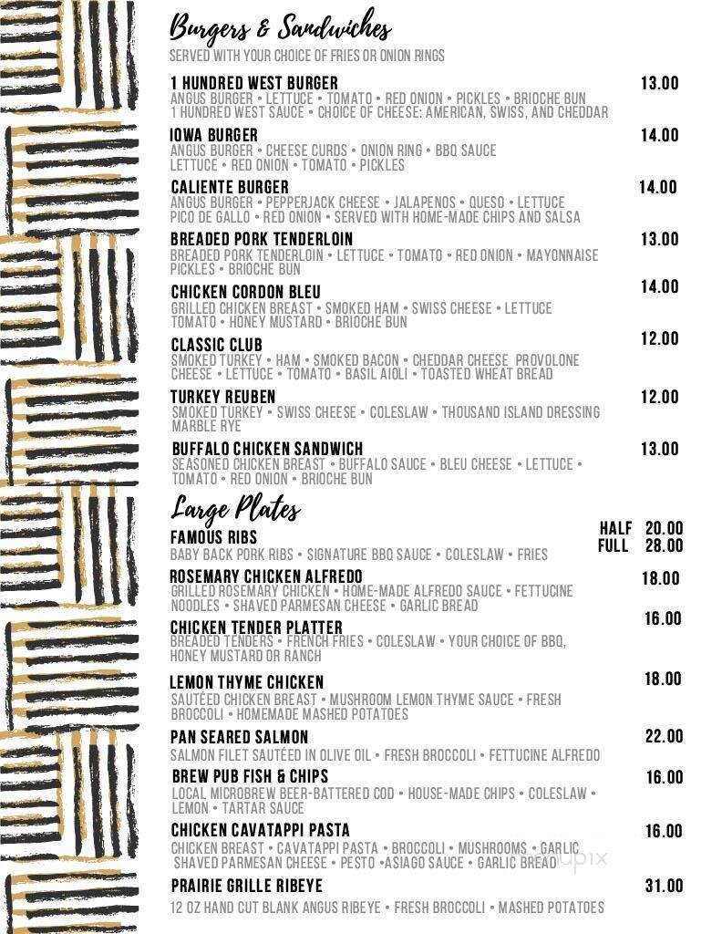 1 Hundred West - Davenport, IA menu_pic